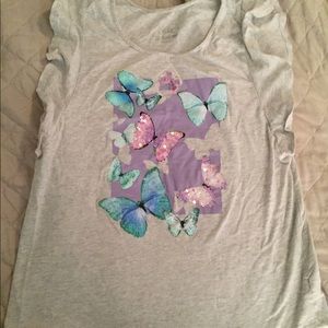 ⭐️Justice🦋Sleeveless shirt w/ ruffles, butterfly